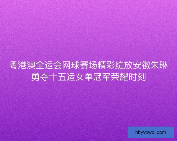 粤港澳全运会网球赛场精彩绽放安徽朱琳勇夺十五运女单冠军荣耀时刻