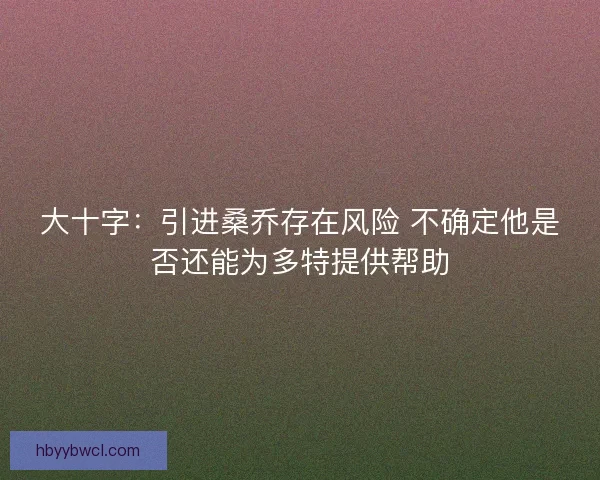 大十字：引进桑乔存在风险 不确定他是否还能为多特提供帮助